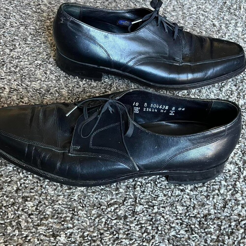 Florsheim Black Leather Oxford Dress Shoes Mens 10 Formal Prom Classic Business - Picture 5 of 7